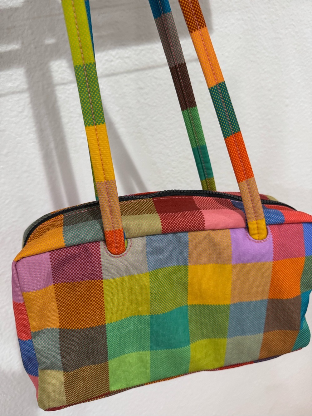 BAGGU Madras bowler bag (with miffy coin purse charm) - Picture 2 of 5